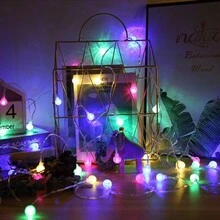 1入組/條6m/40led透明球形燈串與電池盒,適合diy婚禮派對臥室露台戶外露營攤位裝飾,生日派對,帳篷,燈串（不含電池） - 圓球-透明 - 查看 5