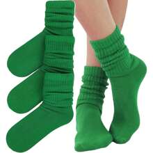 ToBeInStyle Pack Of 3 Of Colorful Unisex Fashion Slouch Socks - Kelly Green - View 1