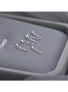 4 件/套全新 925 纯银耳环，适合穿耳洞，纯银睡眠耳环，随时佩戴，用于耳洞护理 - 復古銀色 - 查看 3