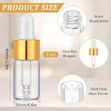 100pcs,3ml/5ml Clear Glass Dropper Bottle,Empty Glass Sample Vials With Glass Eye Dropper For DIY Aromatherapy Essential Oils Travel Perfume Container Liquid Sample Blends -Free Dropper And Funnel Included - Clear - View 3