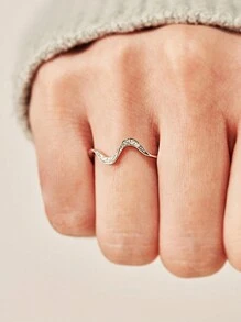 1pc Sterling Silver Ebb And Flow Minimalist Wave Ring For Women Fine Ladies Jewelery Gift Women's Fashion Accessories Premium Water Ripple
