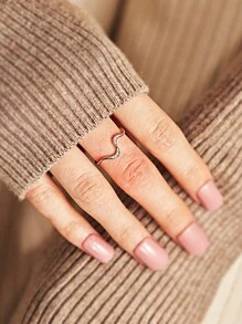 1pc Sterling Silver Ebb And Flow Minimalist Wave Ring For Women Fine Ladies Jewelery Gift Women's Fashion Accessories Premium Water Ripple