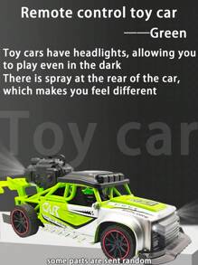 Remote Control Car With Drifting, Spraying, Lights, Music, Inertia And Collectible Features In Blue, Green Or Orange - Green - View 1