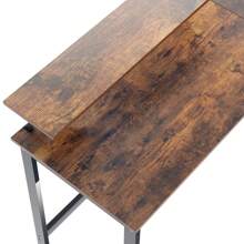 KIPOZI L Shaped Computer Gaming Desk With Monitor Stand Self Corner Desk Work Table Home Office Table Industrial Rustic Brown - Brown - View 7