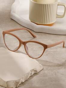 1 件装小框细边猫眼无度数眼镜个性化多功能眼镜 - 無色 - 查看 4