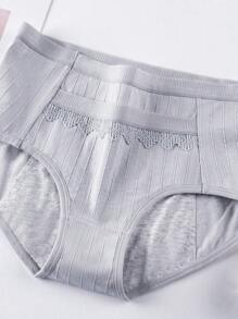 女士4入組高腰生理防漏三角褲，用於經期。 - 粉色 - 查看 4