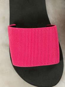 Women's Simple And Fashionable Dopamine Color Indoor Slippers, Light And Comfortable, Flat Heel, Pink Sandals, Perfect For Parties, Gatherings, Holidays, And The Beach.