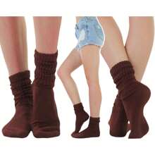 ToBeInStyle Pack Of 3 Of Colorful Unisex Fashion Slouch Socks - Brown - View 2