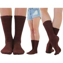 ToBeInStyle Pack Of 3 Of Colorful Unisex Fashion Slouch Socks - Brown - View 4
