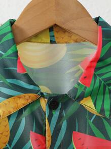 2pcs Young Boy Beach Vacation Casual Outfit Set, Spring/Summer - Blue - View 3