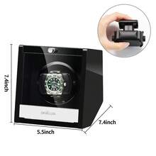 Enrollador Automático De Relojes, Mecanismo De Rotación De Reloj Único Con Exterior Negro, Caja Giratoria Para Reloj De Carga Automático - Unitalla - Ver 3