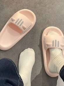 Sandalia Decorativo De Orejas De Gato Encantadoras Sandalias De Elasticidad Frías Antideslizantes Interiores Y Exteriores Con Suelas Gruesas Y Resistentes al Desgaste - Rosa - Ver 4