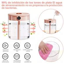2L Mini Humidificador De Aire Doble Pulverización Gran Capacidad Silencioso Con Pantalla Digital Apagado Automático De 10 Horas - Rosa - Ver 2
