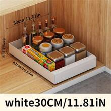 1pc Pull Out Drawers For Cabinets, Installation-Free, Metal Cabinet Drawer Pull Basket Storage Rack, Kitchen Storage For Seasoning Dishes, Pull-Out Storage Box Suitable For Sink - White - View 5