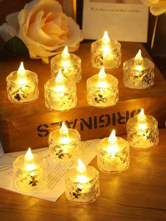 2/3/5pcs Crystal Diamond Shape Led Candle Light, Flameless Led Decorative Lamp, Festival Decoration, Table Night Light