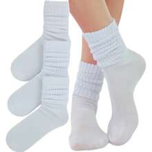 ToBeInStyle Pack Of 3 Of Colorful Unisex Fashion Slouch Socks - White - View 4