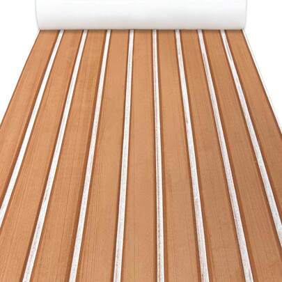 1pc EVA Foam Boat Decking Sheets 60 X 240 Cm - 7mm Thick Non-Slip Faux Teak Marine Flooring Mat For Kayak RV Yacht Motorboat Skateboard Skimboard Step Pool Garden