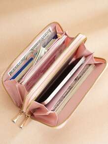 女士刺绣钱包 带拉链零钱袋和多个卡槽 灰色 女士钱包 钱包 长款钱包 腕带钱包 - 彩色 - 查看 6