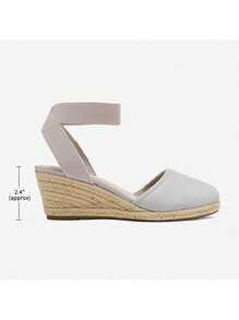 Women's Closed Toe Elastic Ankle Strap Espadrilles Vacation Outing Comfortable Commuting And Shopping Wedge Sandals Summer Shoes - Grey - View 10