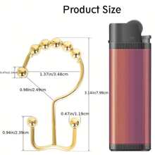 12pcs Gold Color Metal Shower Curtain Hooks With Sliding Rolling Balls For Durability, Waterproof And Rustproof, Decorative Bath Curtain Double Hooks For Window And Shower Curtains Home Bathroom Decor Fall Decor Bathroom Accessories Back To School