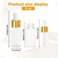100pcs,3ml/5ml Clear Glass Dropper Bottle,Empty Glass Sample Vials With Glass Eye Dropper For DIY Aromatherapy Essential Oils Travel Perfume Container Liquid Sample Blends -Free Dropper And Funnel Included - Clear - View 2