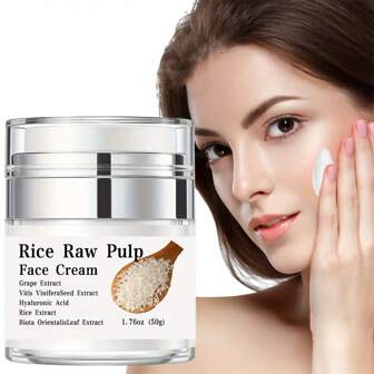 SUMIFANG Crema Puré De Arroz, Crema Facial Con Ácido Hialurónico, Extracto De Uva, Rejuvenece La Piel, Loción Hidratante Para El Cuidado De La Piel De Las Mujeres, Refinamiento De Los Poros De La Piel, La Piel Se Ve Visiblemente Más Joven, Piel Firme, Crema De Día Y Noche 1.76 Oz (50 G) !