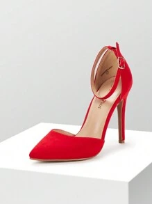 Women  Fashion Dress High Heels Pointed Toe Prom Wedding Elegant Pumps Shoes - Đỏ - Xem 3