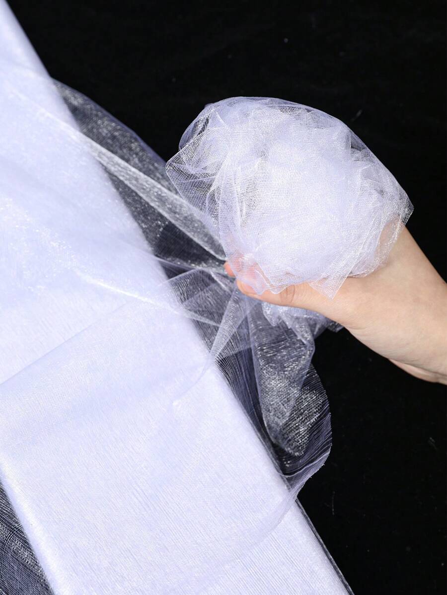 1卷5/10/20米白色欧根纱拱形布，派对室椅背装饰，礼品包装欧根纱，婚礼派对背景装饰，生日派对餐桌装饰欧根纱，鲜花包装绳，婚礼装饰欧根纱，椅背装饰，派对礼物，派对装饰，桌面中心装饰品，万圣节装饰，圣诞节装饰，2026新年