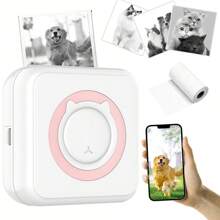 攜帶便攜迷你口袋打印機,支援android或ios應用程式的熱感印表機,無墨打印,適用於家庭、辦公室、學習和工作清單打印 - 粉紅白色印表機 - 查看 1