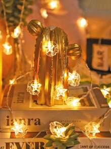 1 st 1.5/3/6M schattige ster en maan decoratieve lichtsnoer, batterijvoeding binnen Ramadan decoratie ster lichtsnoer, kamerdecoratie, slaapkamerdecoratie, muurdecoratie lichtsnoer, Eid Al-Fitr Eid Al Adha decor maanlichten