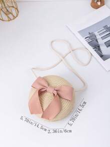 Children's Woven Straw Crossbody Bag For Beach - Beige - View 5