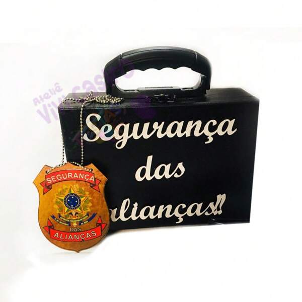 2 Kit Maleta Segurança das Alianças Maleta + Distintivo Casamento