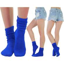 ToBeInStyle Pack Of 3 Of Colorful Unisex Fashion Slouch Socks - Royal Blue - View 4