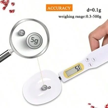 1pc Accurate Digital Kitchen Scale - White & Black, With 500g/0.1g Lcd Display, For Measuring Food, Flour, Milk, Coffee - White - View 4