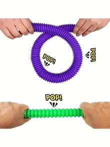 10入組隨機顏色感官彈性拉伸管,diy波浪管建築積木教育玩具