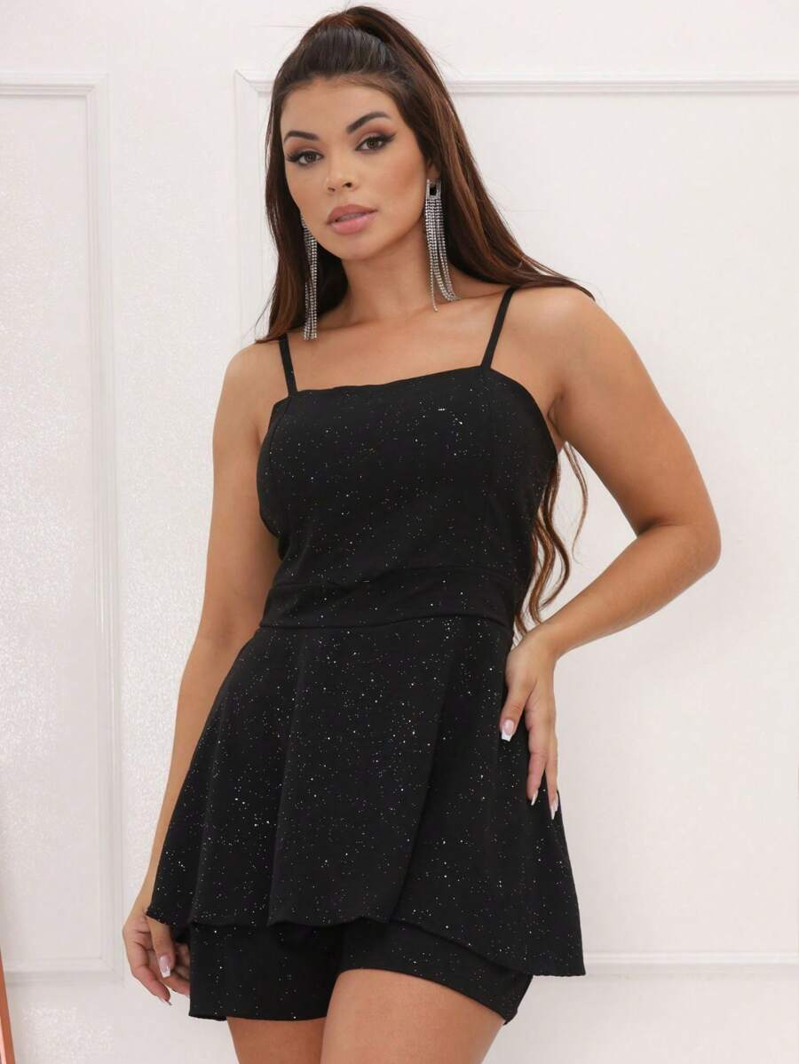Women Jumpsuits - 黑色帶光澤 - 查看 1