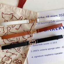 1條女士時尚可調節束腰帶,針對日常和通勤穿搭設計,適用於連衣裙、外套、襯衫等,無孔設計 - 黑色 - 查看 2