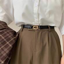 1條女士時尚可調節束腰帶,針對日常和通勤穿搭設計,適用於連衣裙、外套、襯衫等,無孔設計 - 黑色 - 查看 1