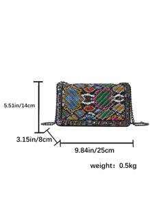 Fashionable Embroidery Thread Pu Colored Chain Shoulder Bag Women's Crossbody And Handbag - Multicolor - View 12