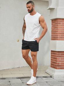 1pc Boyfriend Style Men Casual Quick-Dry Sports Shorts (Black)