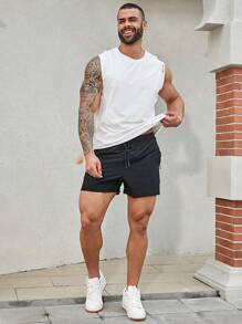 1pc Boyfriend Style Men Casual Quick-Dry Sports Shorts (Black)