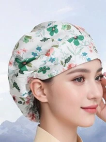 1 Pieza Gorro De Cocinero De Cocina Para Cocinar, Gorras De Sujeción De Cabello Para Enfermeras De Uniforme Ajustable De Calavera, Con Patrón De Frote De Restaurante Respirable Y Ajustable. Gorro Profesional Lavable Y Estampado Con Flores, Para Trabajo, Viajes, Escalada, Montar A Caballo, Fiesta O Uso Diario.