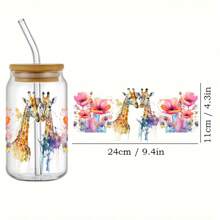 6 Pieces Uv Dtf Transfer Animals Fall In Love Design Sticker In 9.5inch*4.3inch For 16oz Libbey Glass Cups,Cheetahs In Love Coffee Diy Wrap Transfer Sticker Panda Penguin Parrot Pattern Glass Cup Waterproof Sticker Valentine Animal Bottle Sticker Adhesive Sticker-.Sun Protection And High Temperature Resistance, Three-Dimensional Solidity, Long-Lasting High Viscosity. Simple InstallationSize  (11x24cm) 4.3in X 9.4in - Multicolor - View 3