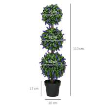 HOMCOM Set Of 2 Decorative Artificial Plants Ball Trees With Lavender Flowers In Pot Fake Plants For Home Indoor Outdoor Decor, 110cm - Green - View 7