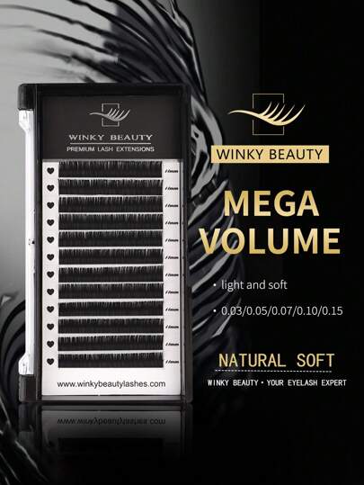 Winky Beauty 12 Rows Matte Black Volume CC Curl Eyelash Extensions Natural Classic Russian Soft Personal Artificial Mink False Lashes Premade Premium Cashmere Individual Beauty Salon Mink Lash Trays Stylists 8-16mm Supplies For Makeuplash Clusters,Eyelash Clusters,Individual Eyelashes,Lashes,Fake Lashes