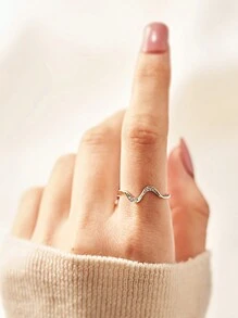 1pc Sterling Silver Ebb And Flow Minimalist Wave Ring For Women Fine Ladies Jewelery Gift Women's Fashion Accessories Premium Water Ripple