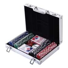 HOMCOM Maletín de Poker Profesional de Aluminio con Fichas Juego Set de Poker con 5 Dados 2 Barajas de Cartas y 1 Ficha de Crupier Multicolor - Multicolor - Ver 6