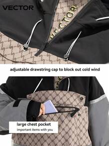 VECTOR MOTION Unisex Hooded Ski Jacket Windproof Waterproof Design With Reflective Stripe Detail, Breathable, Stretchy, Abrasion-Resistant, With Insulation, Half Zip Fleece, Suitable For Both Snowboards And Skis Ski Outfits