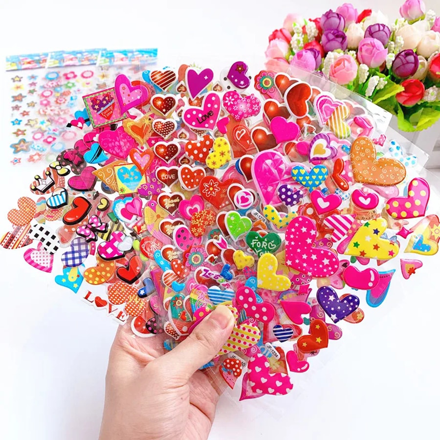 12 Sheets Digital & English Alphabet Bubble Stickers Cartoon DIY Diary