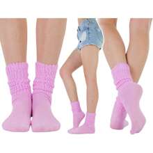 ToBeInStyle Pack Of 3 Of Colorful Unisex Fashion Slouch Socks - Pink - View 3